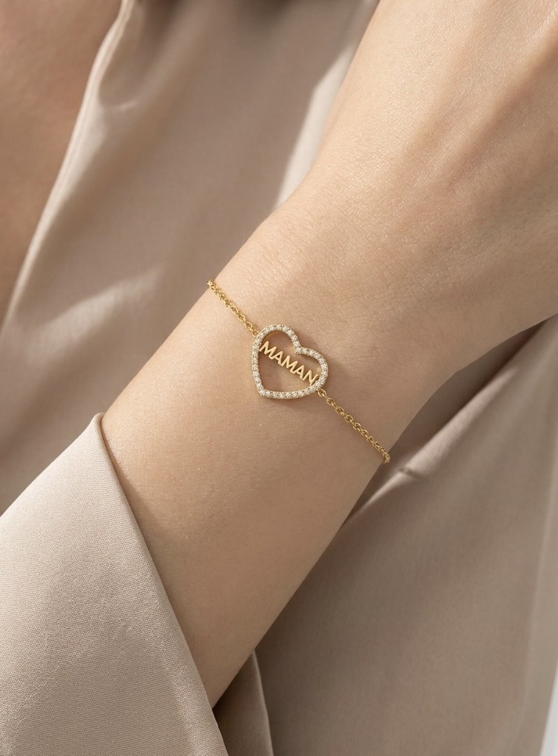 Grossista Rouge Bonbons - BRACCIALE CUORE MAMMA IN ACCIAIO INOSSIDABILE