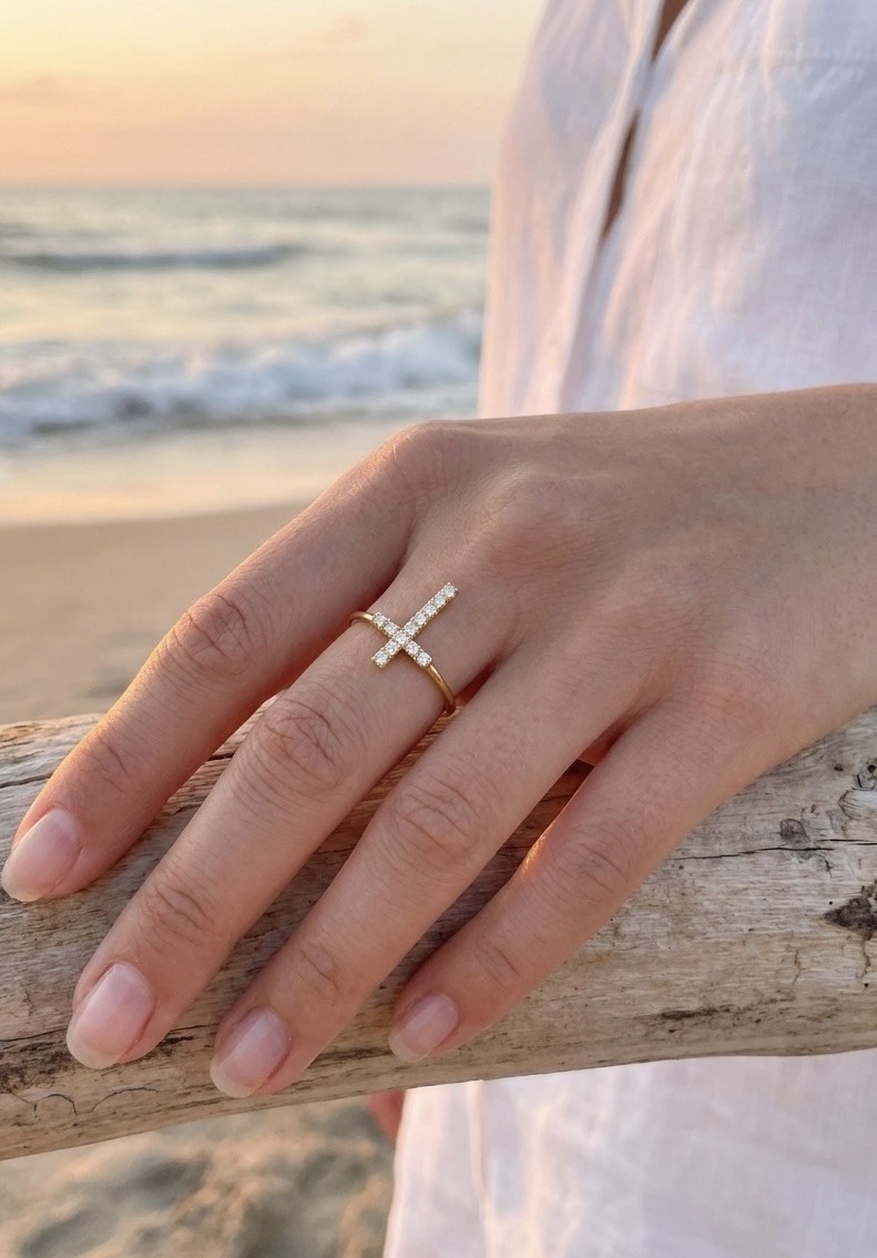 Großhändler Rouge Bonbons - VERSTELLBARER Kreuz-RING AUS EDELSTAHL