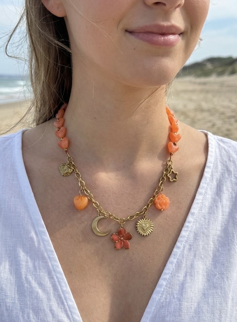 Mayorista Rouge Bonbons - Collar con dijes de acero inoxidable