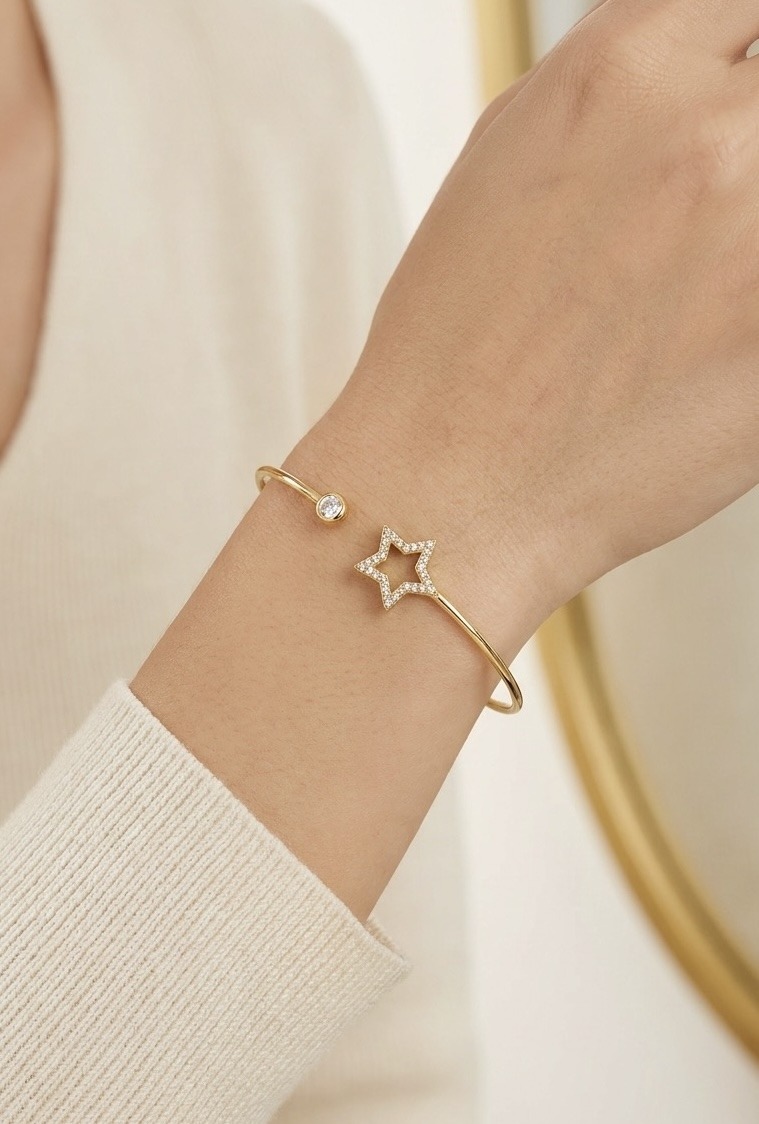 Mayorista Rouge Bonbons - PULSERA RÍGIDA ESTRELLA EN ACERO INOXIDABLE