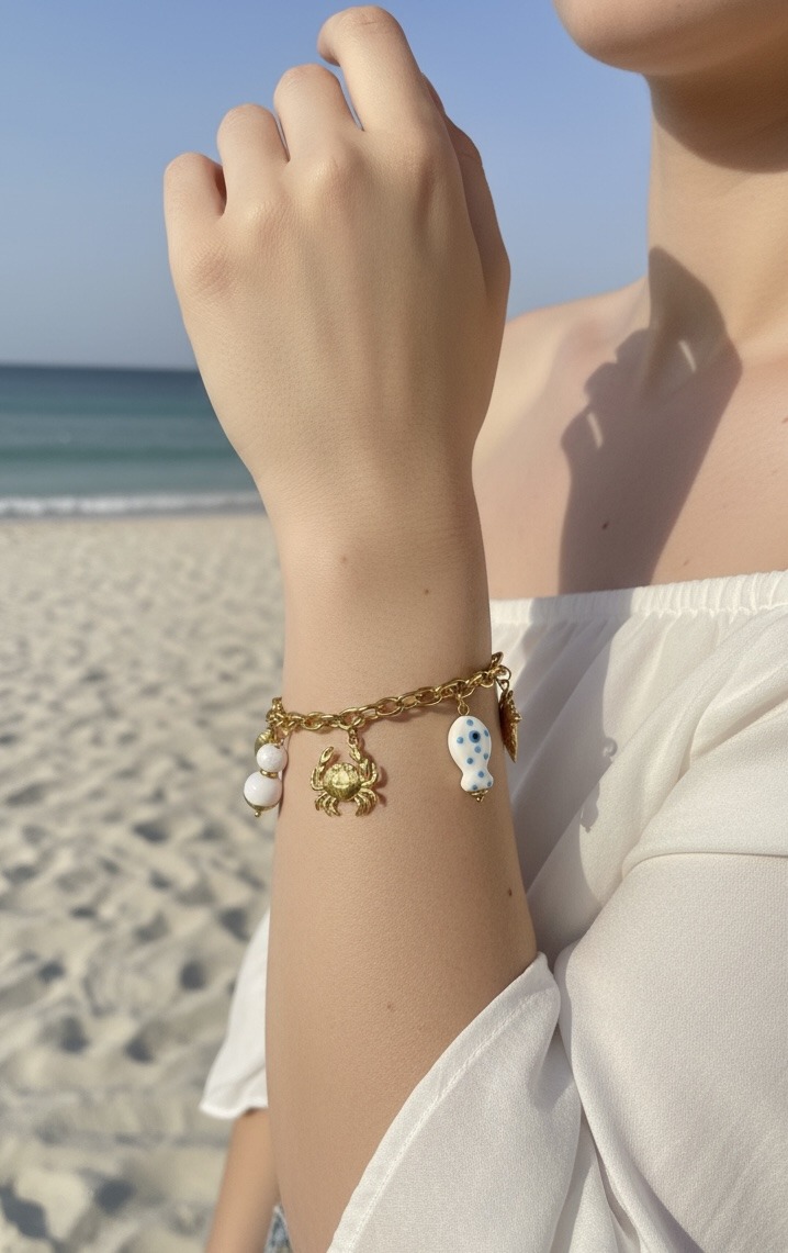 Grossista Rouge Bonbons - Bracciale con Ciondoli in Acciaio Inossidabile