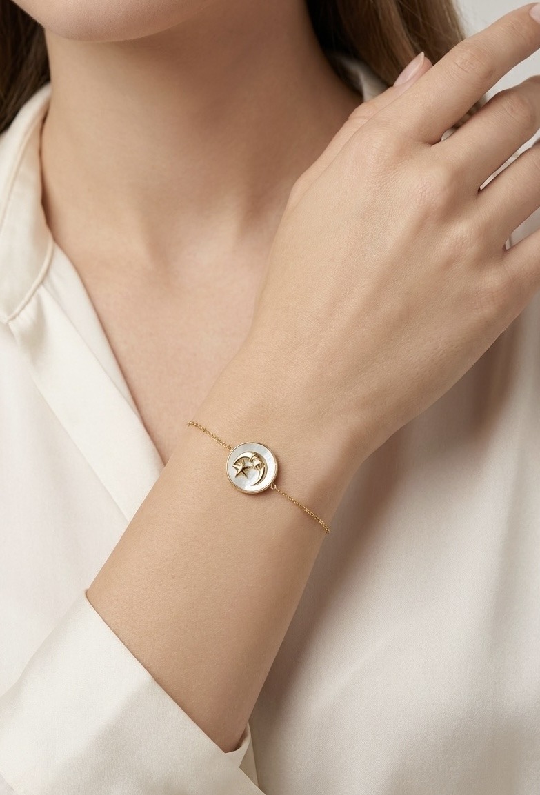 Grossista Rouge Bonbons - BRACCIALE LUNA E STELLA IN ACCIAIO INOX