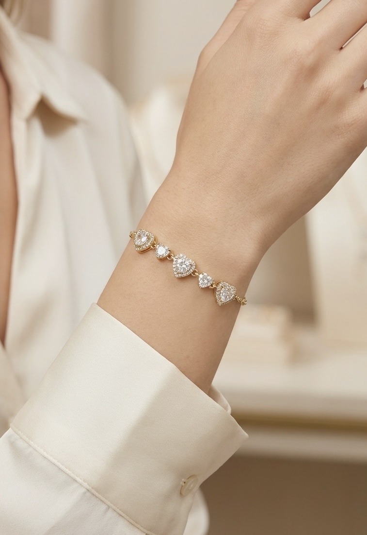Grossista Rouge Bonbons - Bracciale in acciaio inossidabile con strass