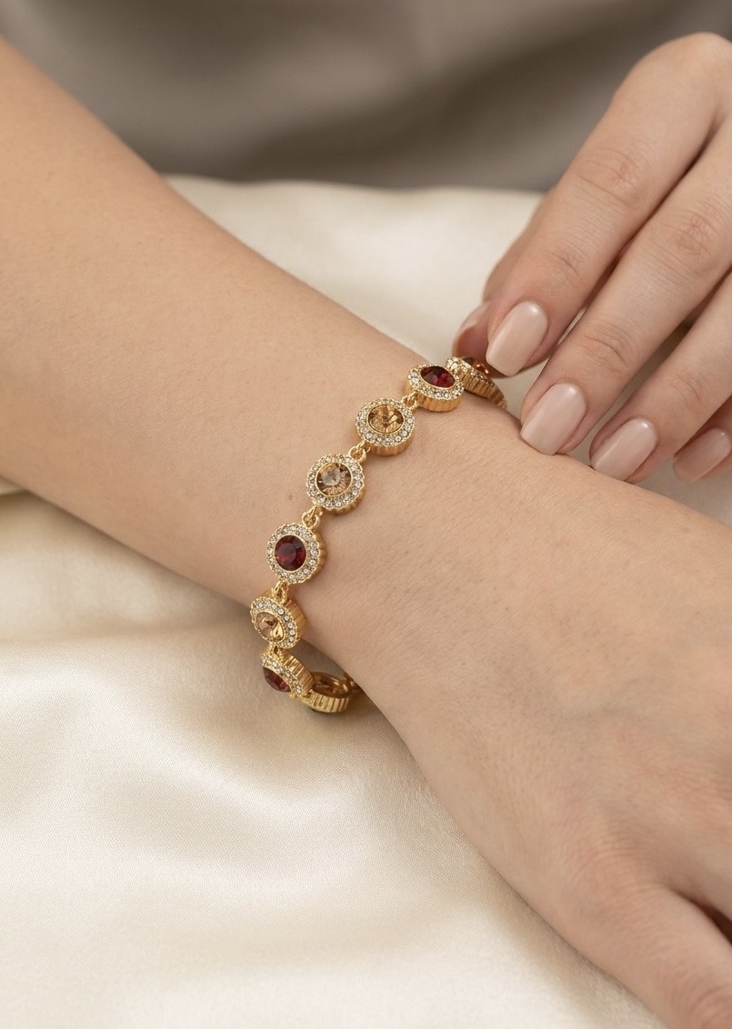 Grossista Rouge Bonbons - BRACCIALE ROTONDO CON STRASS IN ACCIAIO INOX
