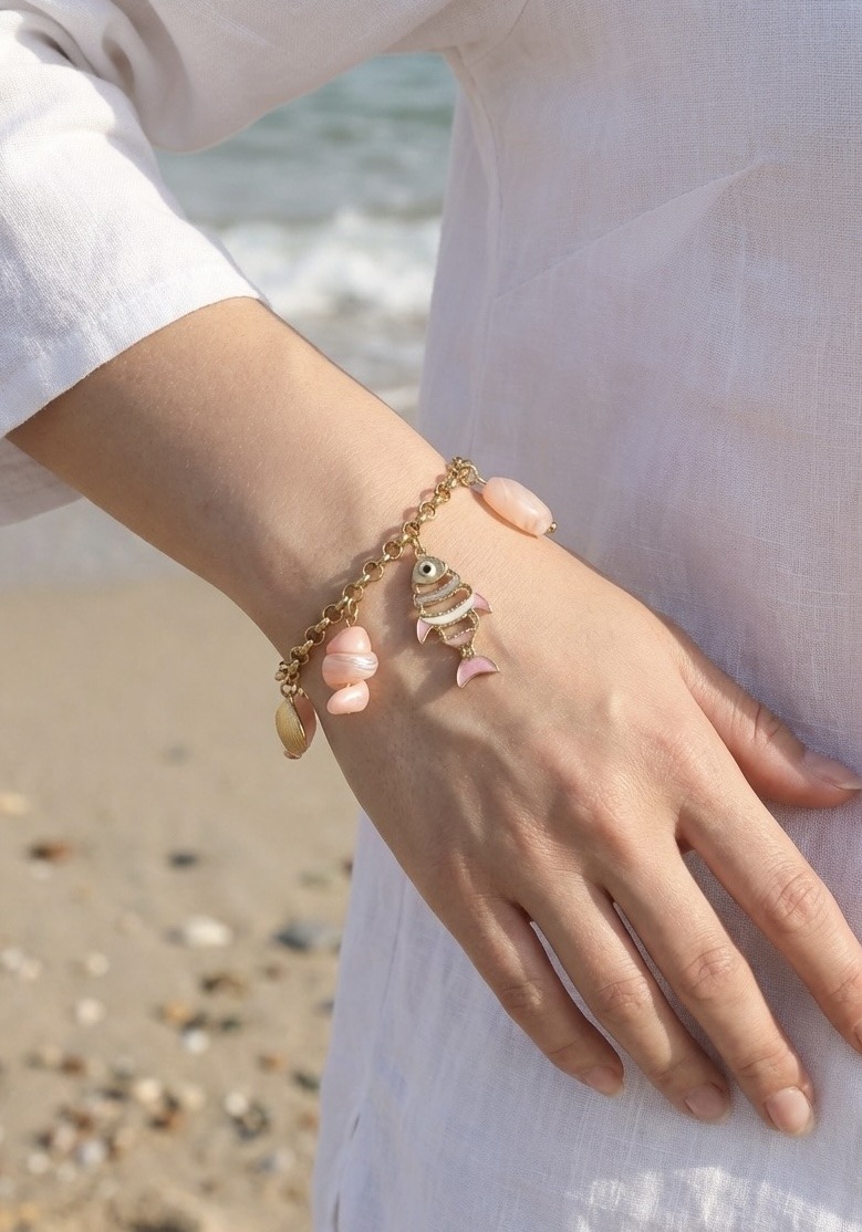 Mayorista Rouge Bonbons - Pulsera de acero inoxidable con dijes de mar