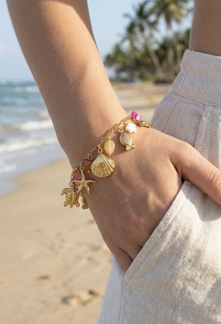 Grossista Rouge Bonbons - BRACCIALE CON CIONDOLI IN ACCIAIO INOSSIDABILE