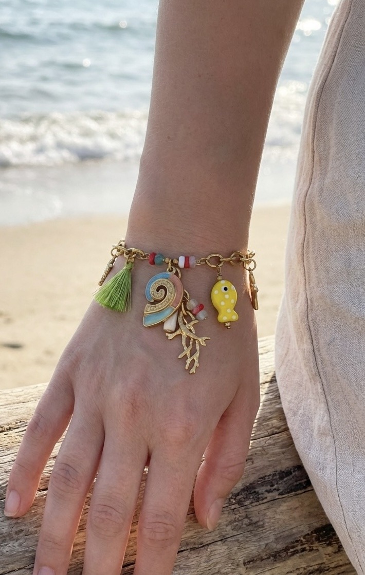 Grossista Rouge Bonbons - BRACCIALE CON CIONDOLI IN ACCIAIO INOSSIDABILE