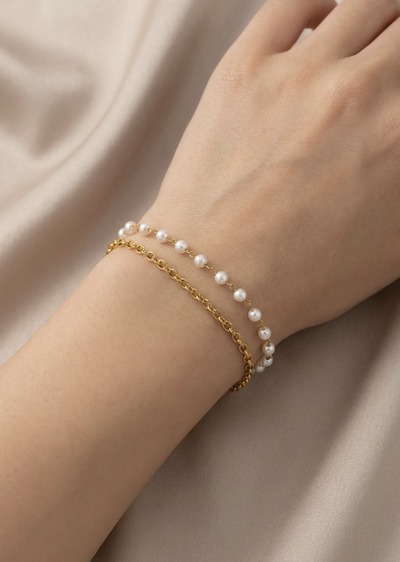 Wholesaler Rouge Bonbons - STAINLESS STEEL DOUBLE CHAIN BRACELET Wholesaler Rouge Bonbons - STAINLESS STEEL DOUBLE CHAIN BRACELET
