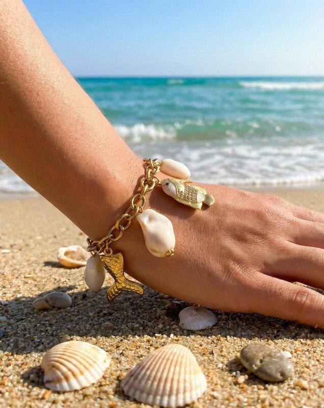 Grossista Rouge Bonbons - BRACCIALE CON CIONDOLI IN ACCIAIO INOSSIDABILE