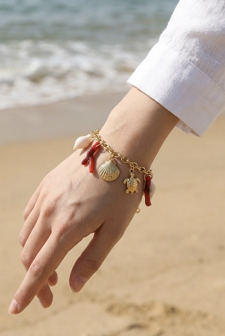 Grossista Rouge Bonbons - BRACCIALE CON CIONDOLI IN ACCIAIO INOSSIDABILE