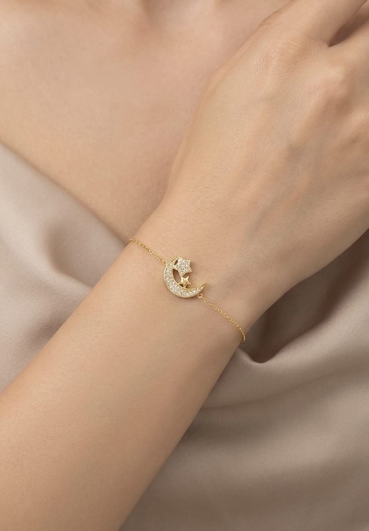 Mayorista Rouge Bonbons - PULSERA DE LUNA Y ESTRELLA DE ACERO INOXIDABLE