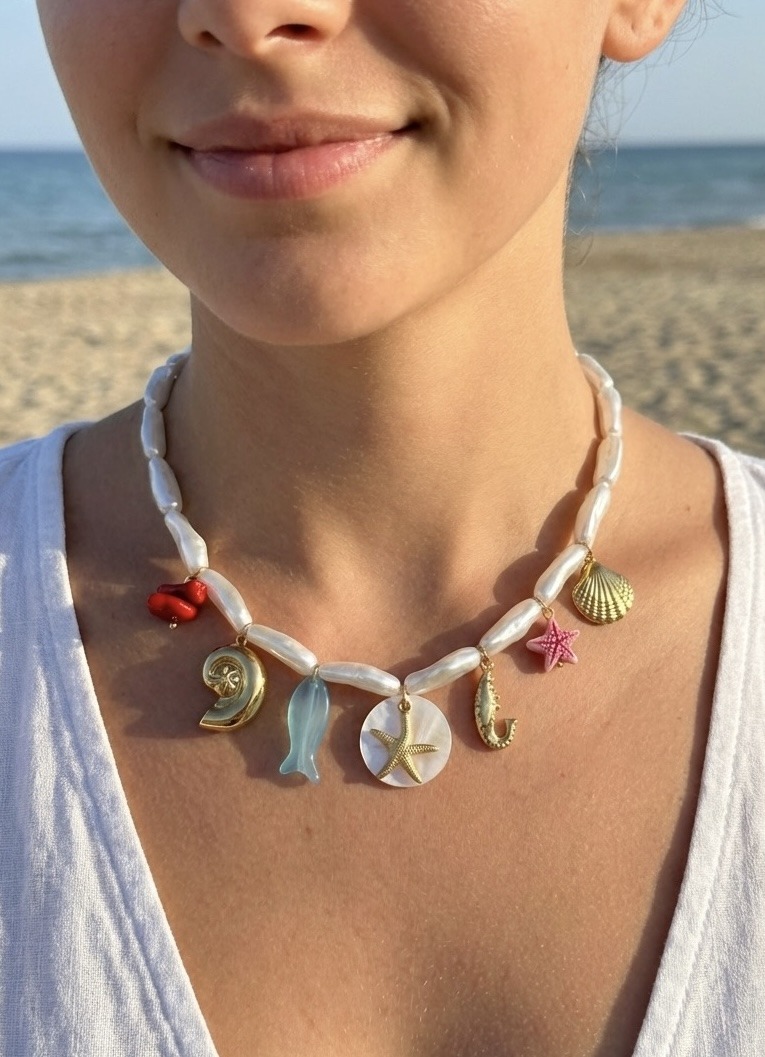 Mayorista Rouge Bonbons - Collar con dijes de acero inoxidable