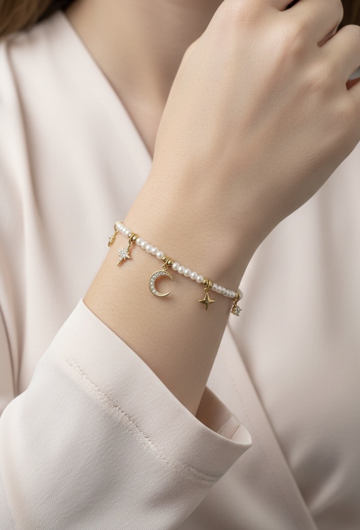 Grossista Rouge Bonbons - Bracciale con ciondolo in acciaio inossidabile con perla