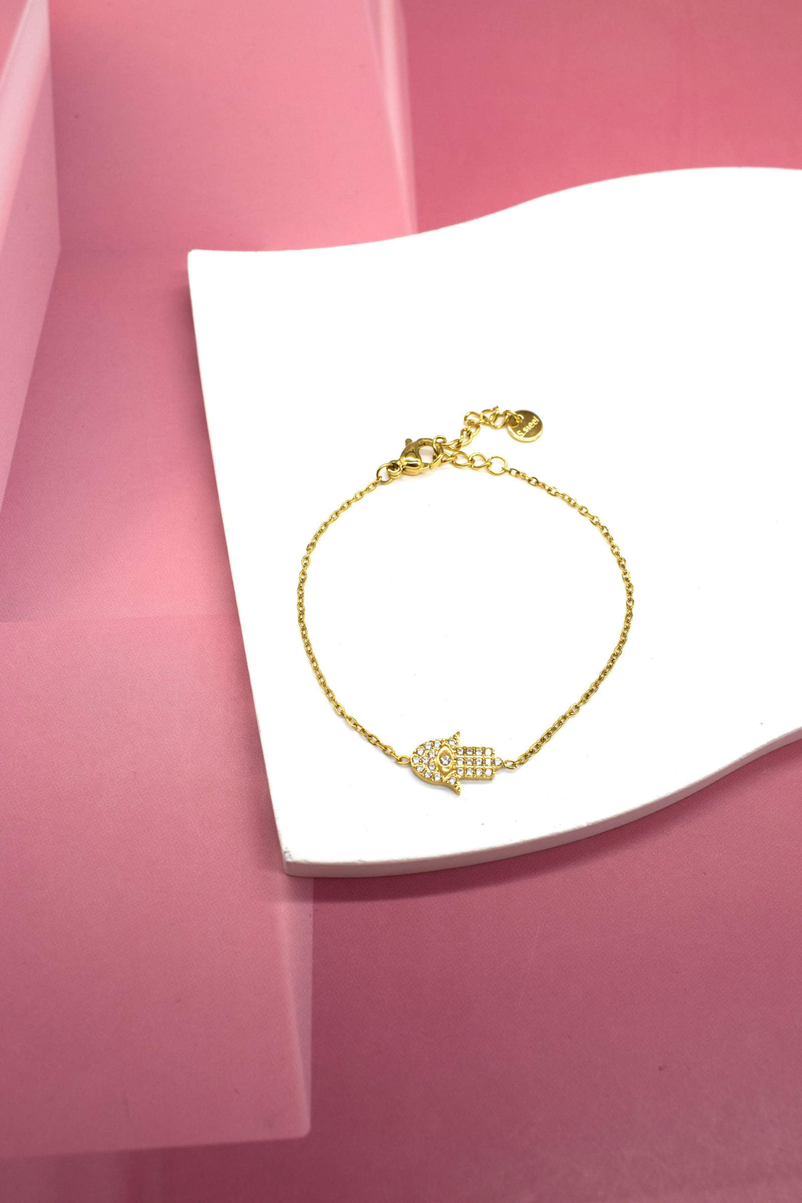 Grossiste Rouge Bonbons - BRACELET MAIN EN ACIER INOXYDABLE