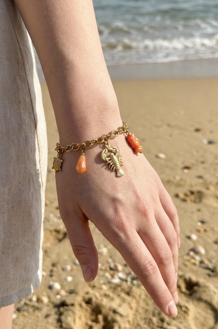 Grossista Rouge Bonbons - BRACCIALE CON CIONDOLI IN ACCIAIO INOX