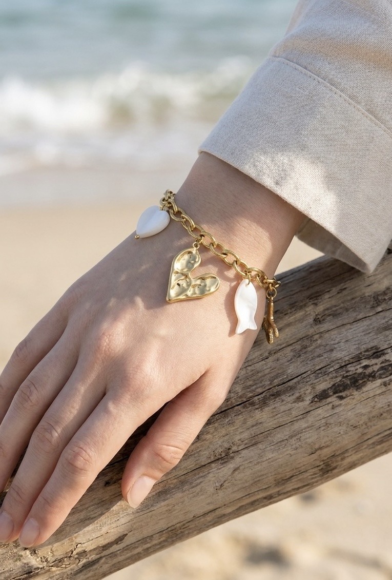 Grossista Rouge Bonbons - BRACCIALE CON CIONDOLI IN ACCIAIO INOSSIDABILE