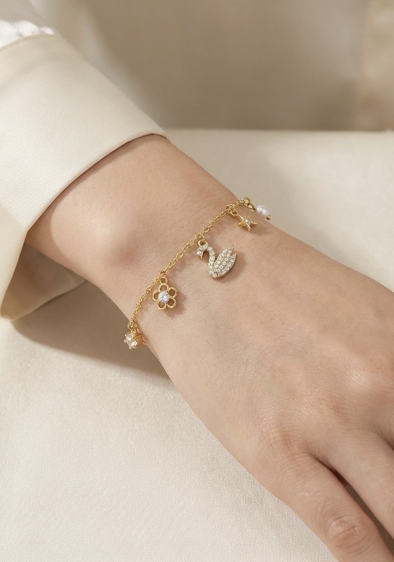 Grossista Rouge Bonbons - BRACCIALE CIGNO IN ACCIAIO INOSSIDABILE