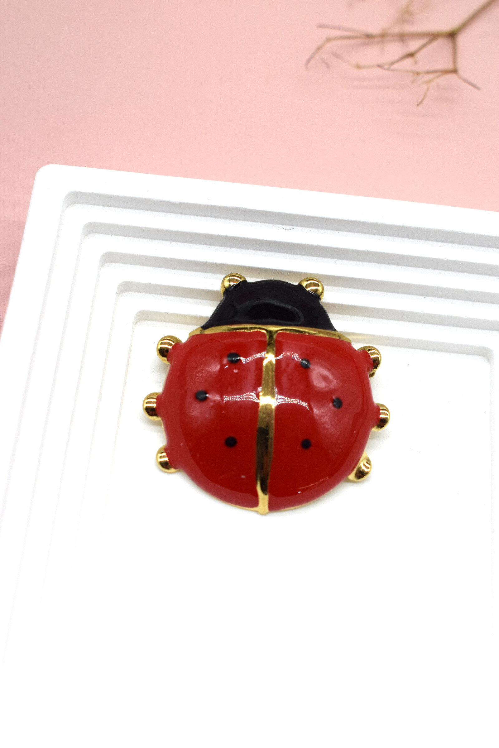 Grossiste Rouge Bonbons - Broche coccinelle en acier inoxydable