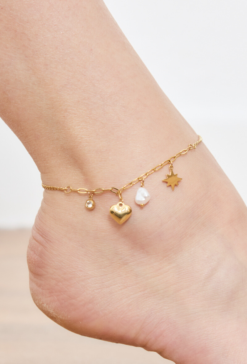 Wholesaler Rouge Bonbons - Stainless steel Heart ankle