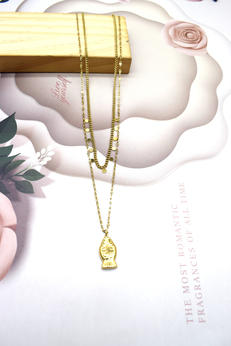 Wholesaler Rouge Bonbons - STEEL FISH PENDANT NECKLACE