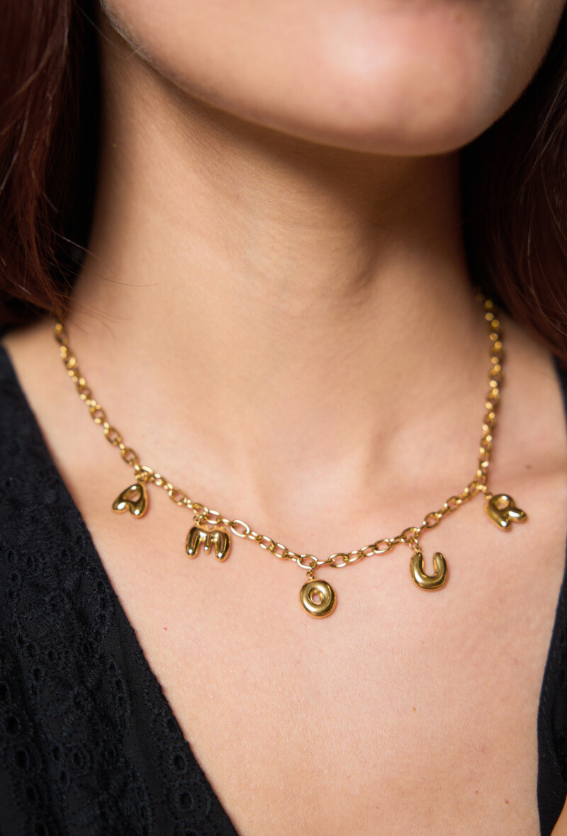 Wholesaler Rouge Bonbons - “LOVE” pendant necklace in stainless steel