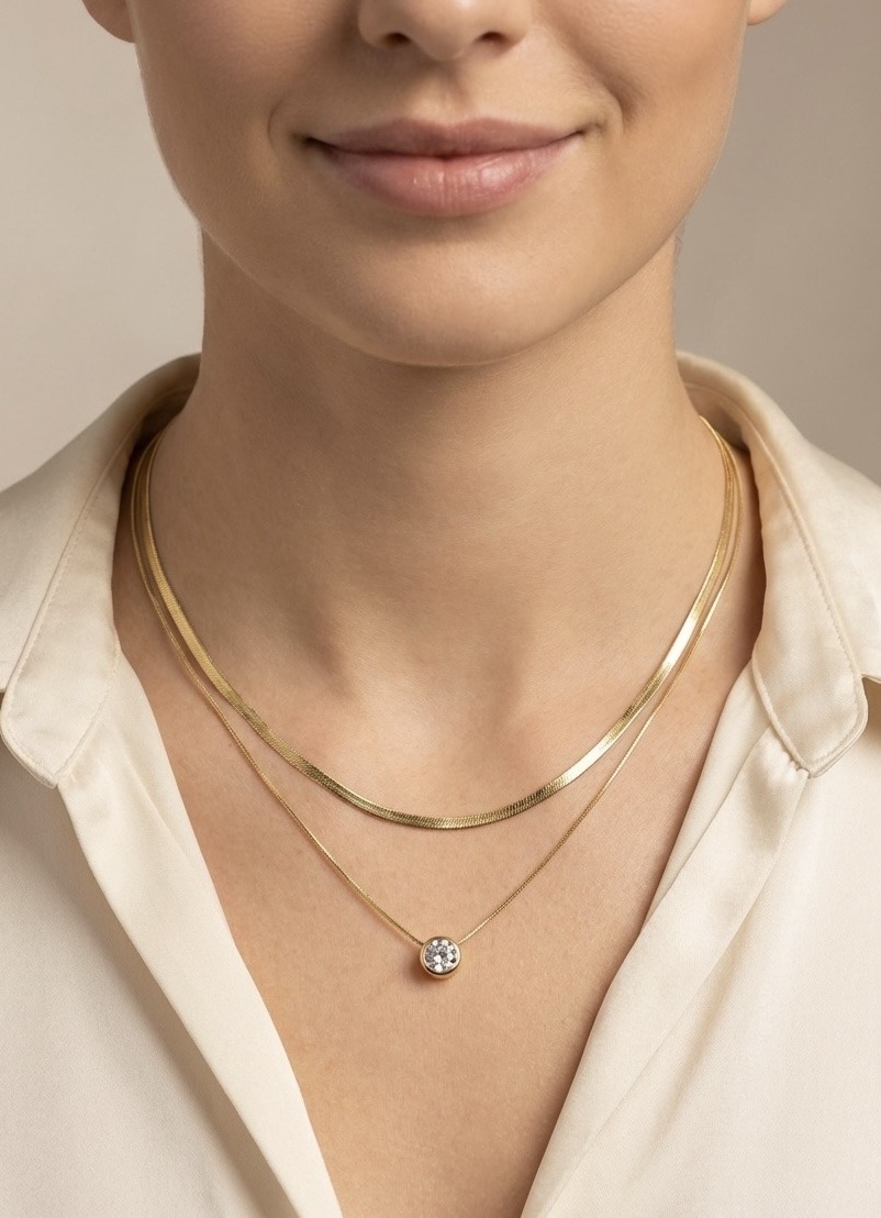 Grossista Rouge Bonbons - COLLANA A DUE CATENE IN ACCIAIO INOSSIDABILE