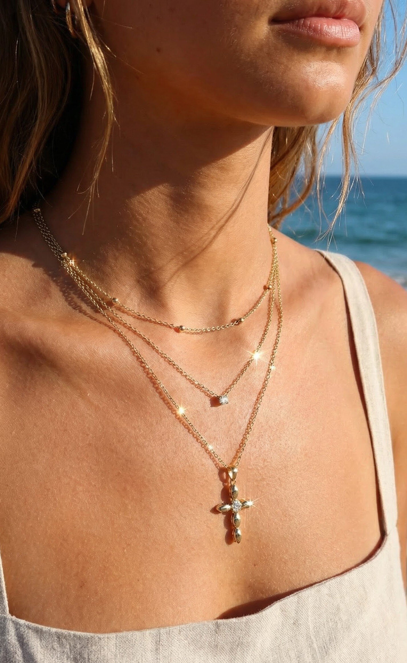 Grossista Rouge Bonbons - Collana a 3 catene in acciaio inossidabile