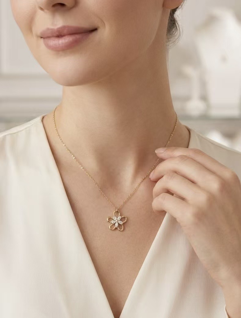 Mayorista Rouge Bonbons - COLLAR DE FLOR DE ACERO INOXIDABLE