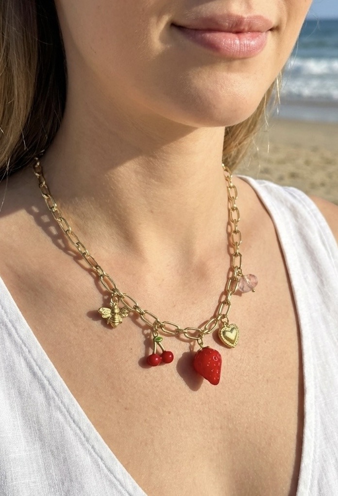 Grossista Rouge Bonbons - Collana con ciondolo in acciaio inossidabile