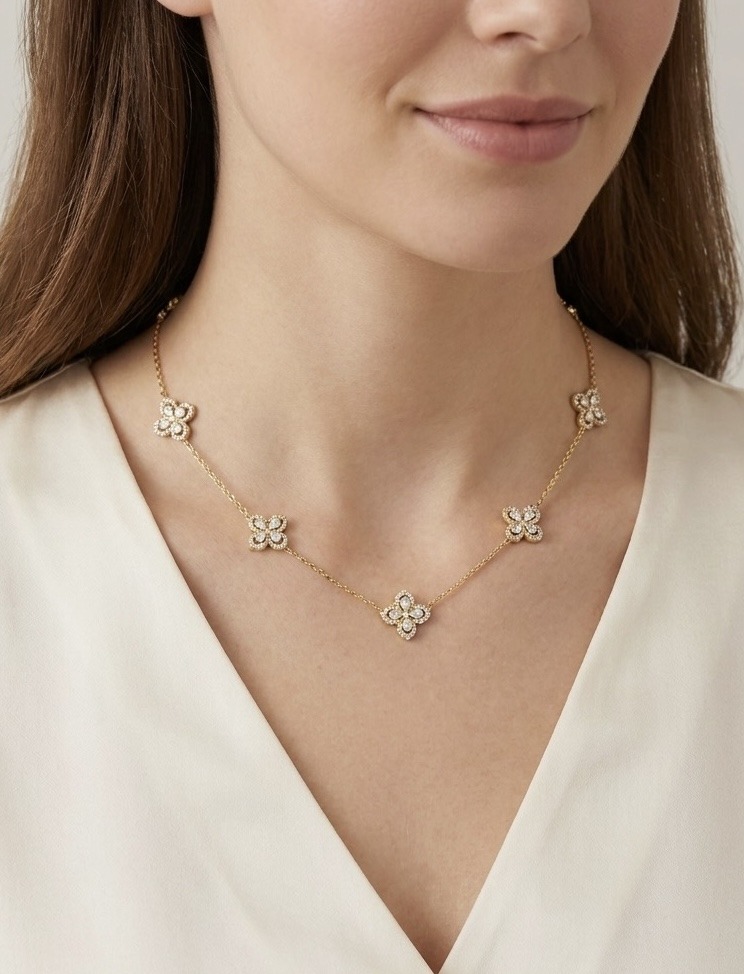 Mayorista Rouge Bonbons - COLLAR FLOR DE ACERO INOXIDABLE