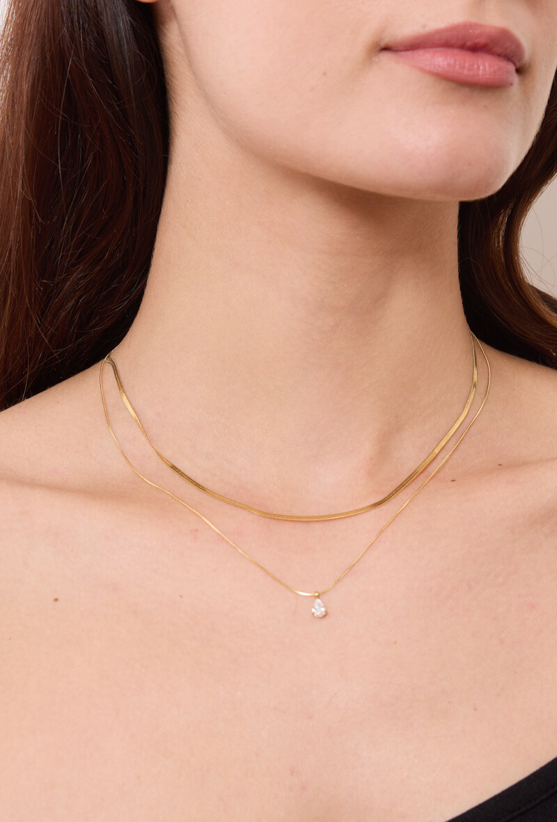 Wholesaler Rouge Bonbons - 2 necklace 2 stainless steel pendant chains