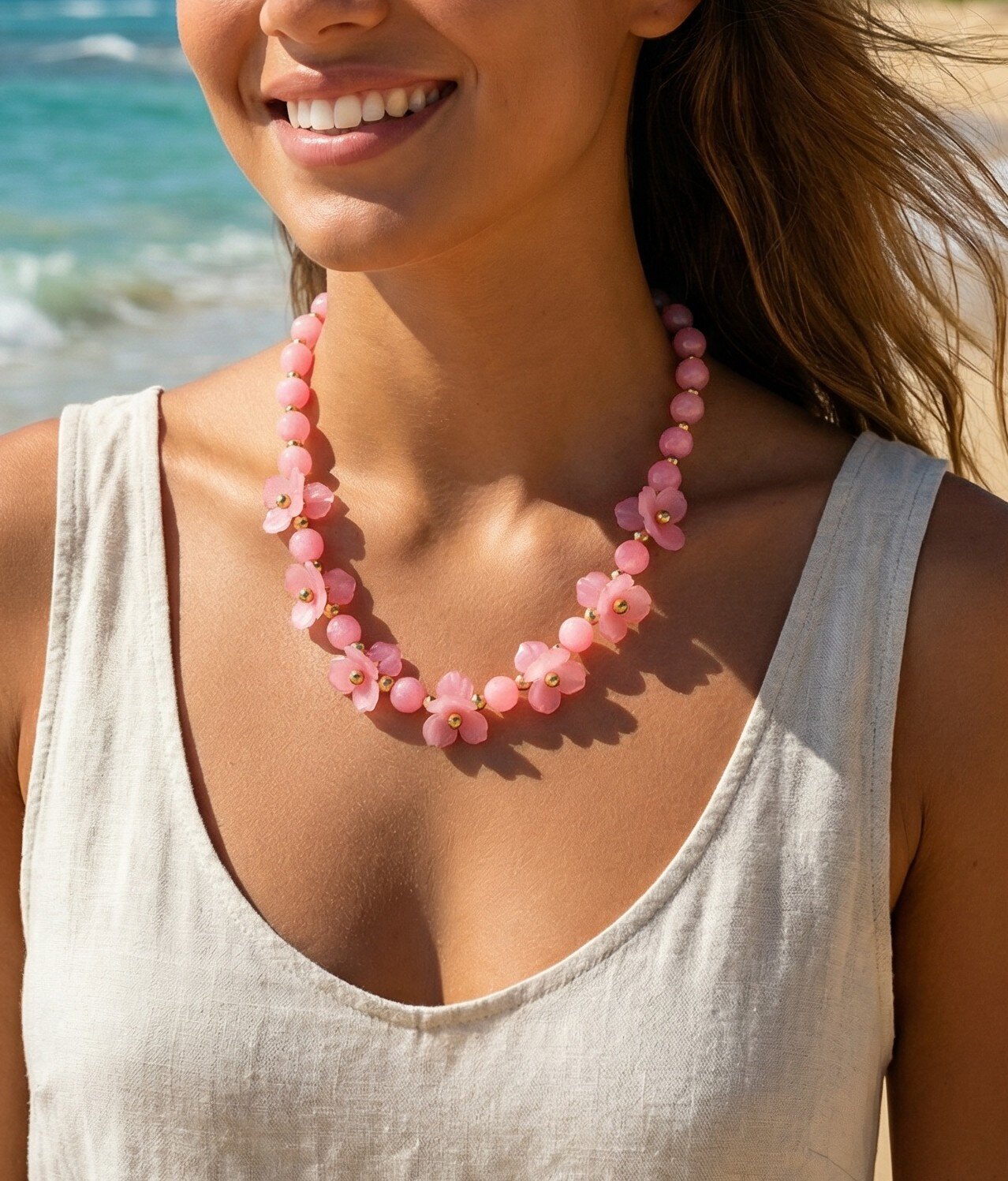 Grossista Rouge Bonbons - COLLANA IN RESINA FLOREALE IN ACCIAIO INOX