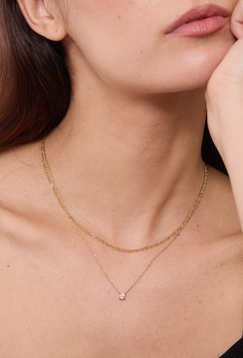 Wholesaler Rouge Bonbons - Collar 2 chains pendant stainless steel rhinestones