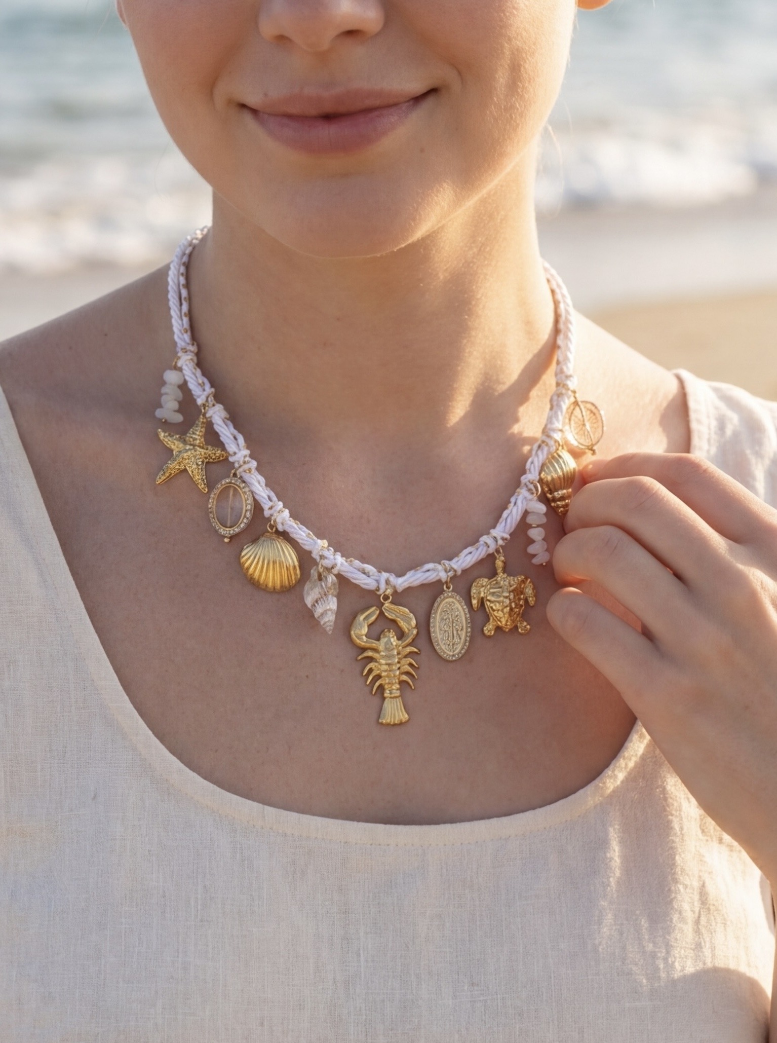 Mayorista Rouge Bonbons - Collar con dijes de acero inoxidable