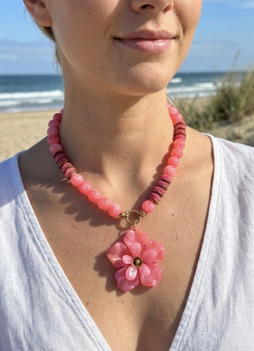 Mayorista Rouge Bonbons - COLLAR DE FLOR DE ACERO INOXIDABLE