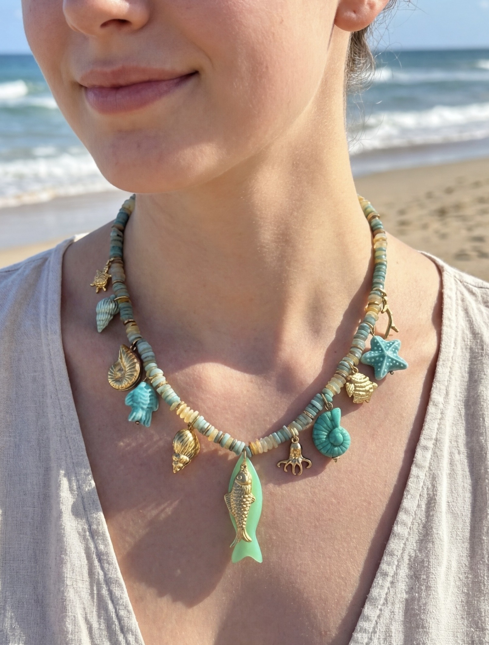 Mayorista Rouge Bonbons - Collar con dijes de acero inoxidable