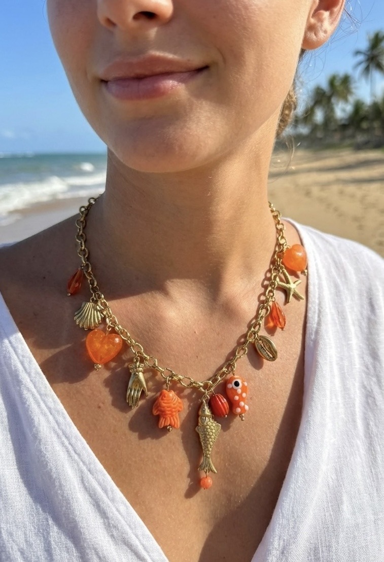 Mayorista Rouge Bonbons - Collar con dijes de acero inoxidable