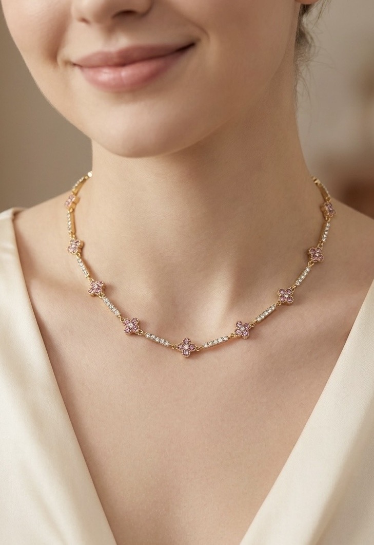 Grossista Rouge Bonbons - Collana Fiore in Acciaio Inossidabile
