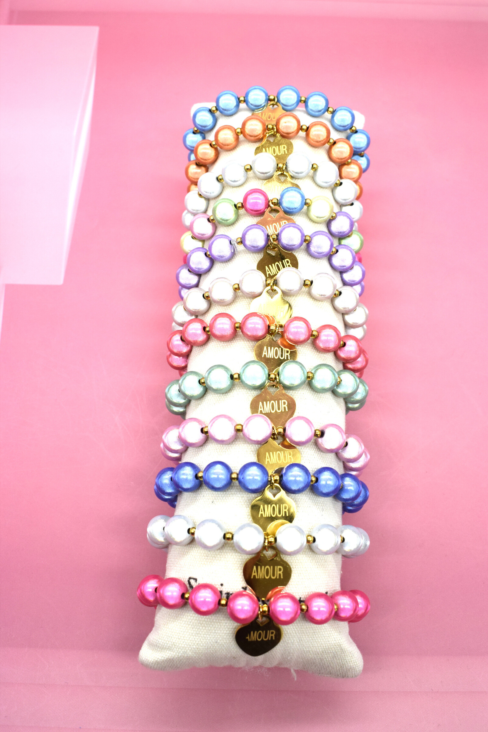Grossiste Rouge Bonbons - Lot de 12 bracelets en acier inoxydable
