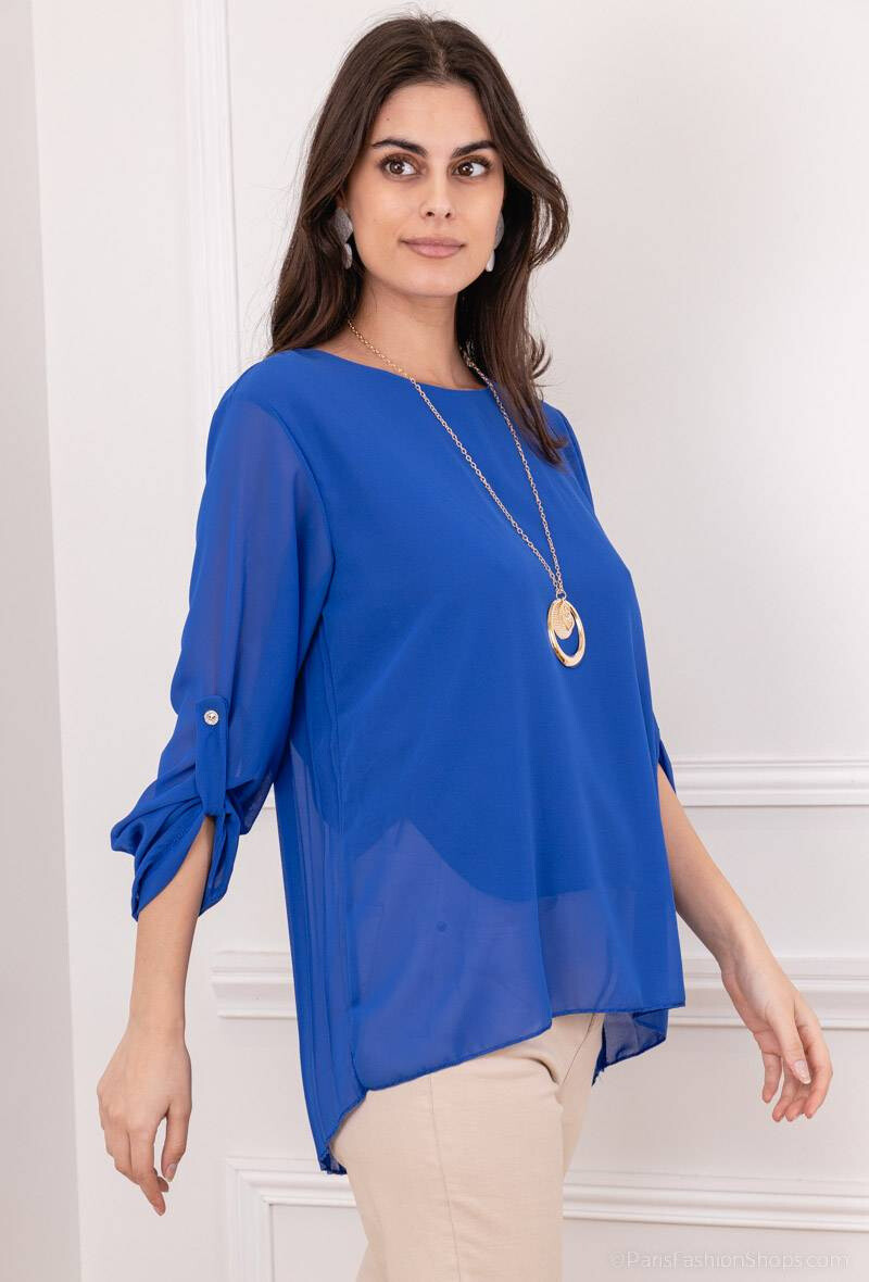 Großhändler RZ Fashion - Bluse mit plissiertem Rückenkragen