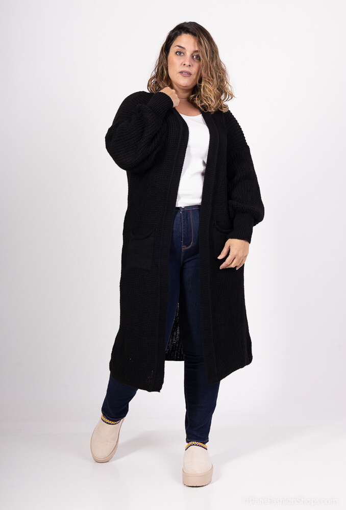 Wholesaler RZ Fashion - Long  cardigan with puff sleeves