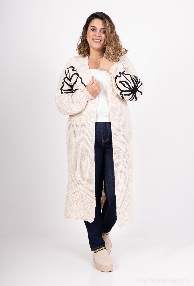 Wholesaler RZ Fashion - Long  cardigan with puff sleeves