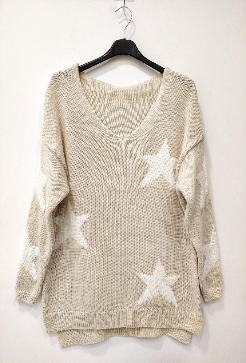 Grossista RZ Fashion - Maglione STAR a scollo a V
