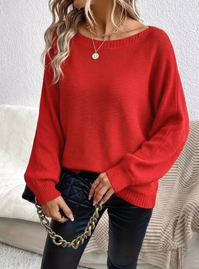 Grossiste RZ Fashion - Pull manches chauve-souris à col rond . Taille correspond 38 à 40