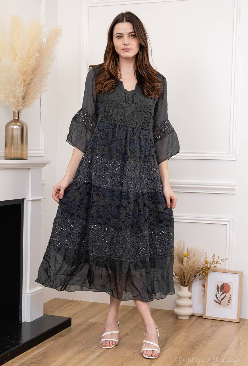 Großhändler RZ Fashion - Langes Spitzenkleid