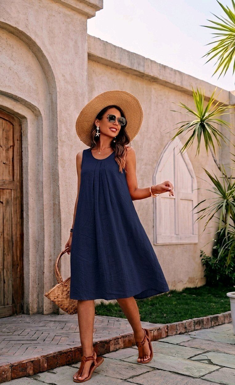 Wholesaler RZ Fashion - Mid-length dress, ideal for summer. Size corresponds 38 to 44