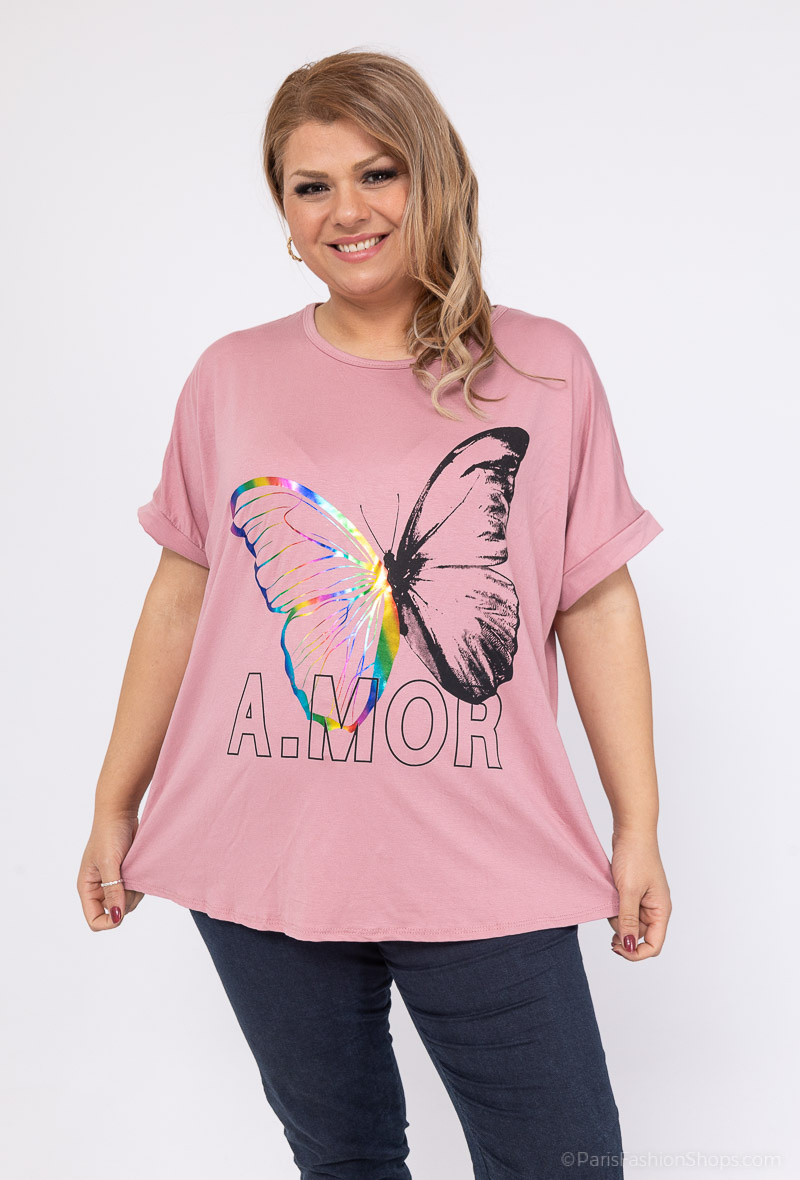 Großhändler RZ Fashion - Plus-Size-Top mit Aufdruck
