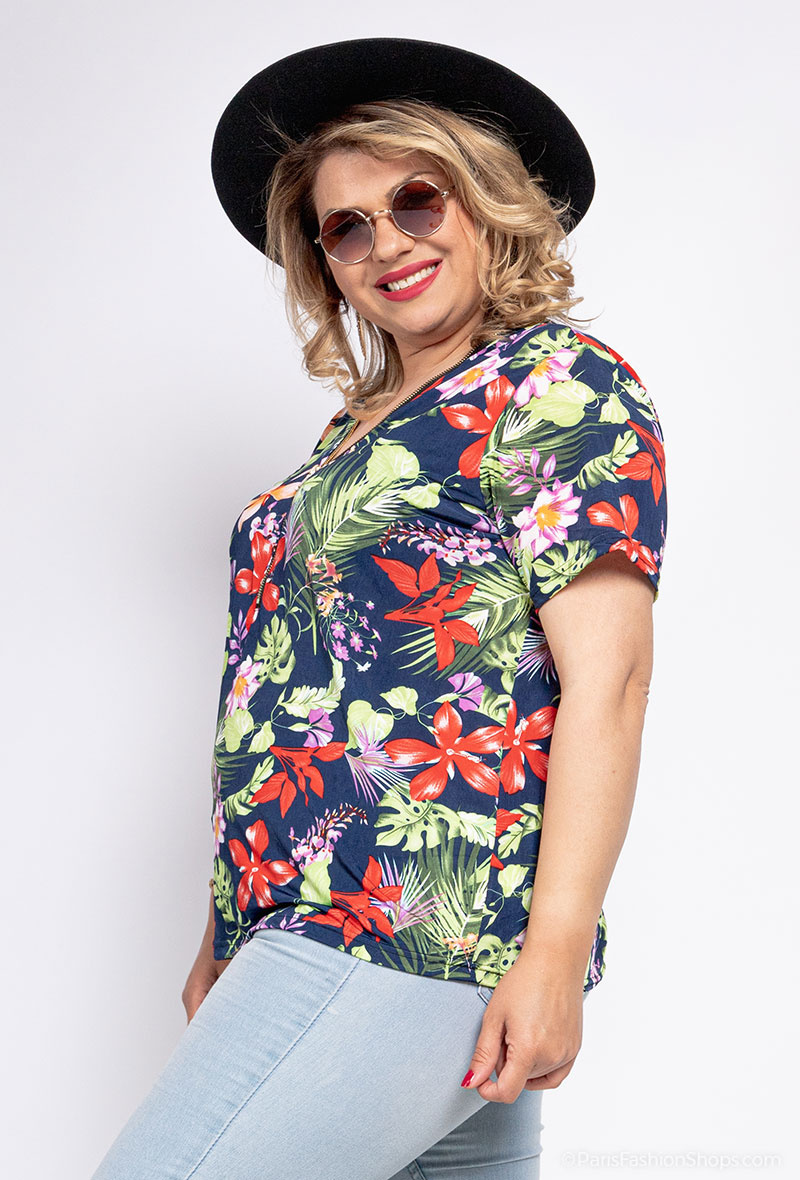 Grossiste RZ Fashion - Top imprimé avec zip.