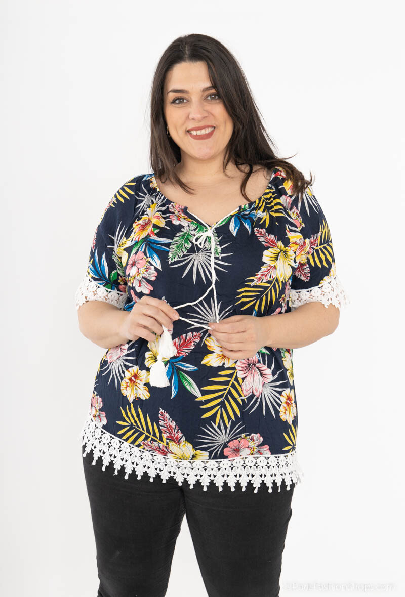 Großhändler RZ Fashion - Große gedruckte Top -Größe