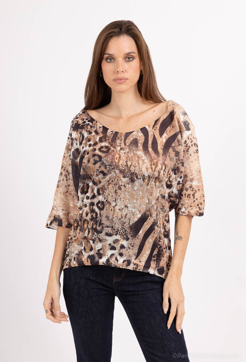 Wholesaler RZ Fashion - Leopard V-neck top